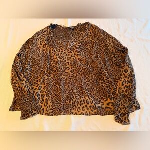 Dear John Sheer Leopard Print Blouse Size XL
